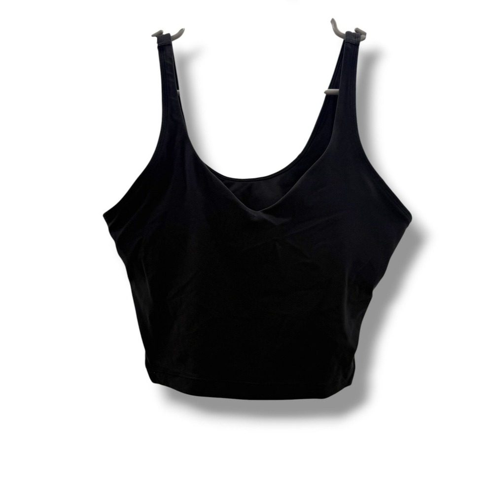 Lululemon Align Tank Top Womens 8 Black‎ Nulu Cropped V Neck Shelf Bra Yoga Gym